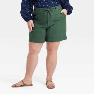 Women's High-Rise Tie-Waist Linen Trouser Shorts - Universal Thread™ - 1 of 3
