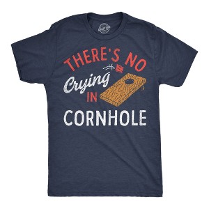 Mens Funny T Shirts Theres No Crying In Cornhole Sarcastic Graphic Novelty Tee For Men - Crazy Dog Men's T Shirt For Fourth Of July Navy XL - 1 of 4