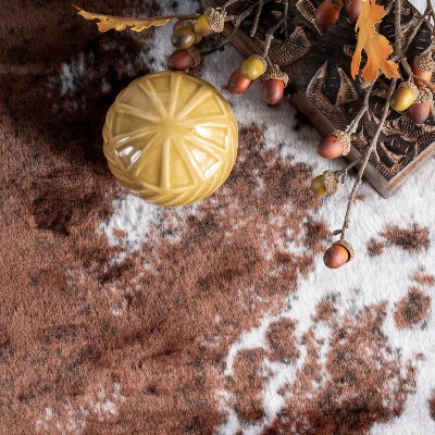 Rustic Square Easy-Care Faux Cowhide Area Rug, Brown 47"x6"