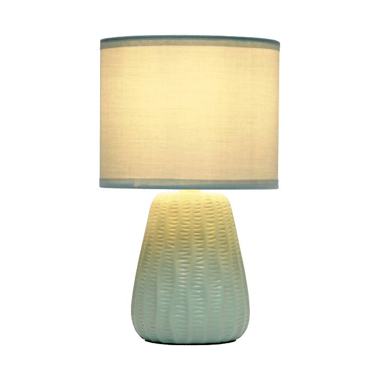 11.02" Mini Modern Ceramic Pastel Accent Bedside Table Desk Lamp with Matching Fabric Shade Periwinkle - Simple Designs, 2 of 10