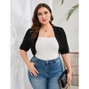 Plus Size Cardigan Shrug For Women Casual Short Sleeve Open Front Solid Curved Cardigan - 4 of 4