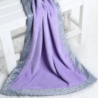 Image of Bacati - Solid Lilac with Solid Border Blanket (Lilac/Grey Border)