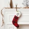 20" Plaid Monogram Christmas Holiday Stocking with Faux Fur Cuff Red/Green/White - Wondershop™ - 2 of 3
