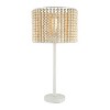 25" Eliza Metal and Tan Wood Beaded Drum Shade Table Lamp White - River of Goods: Bohemian Nightstand Lighting - 2 of 4