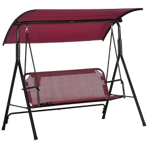 CAVINAS 3-Seat Outdoor Porch Swing Bench,Patio Swing with Armrests,Steel Frame and Adjustable Canopy,Outdoor Swing for Patio,Poolside,Garden - 1 of 4