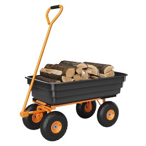 EcoSummer Garden Dump Cart 1200 LB Heavy Duty Wagon with 180° Handle, 10 in No-Flat Tires & Quick-Release Dump. - 1 of 4