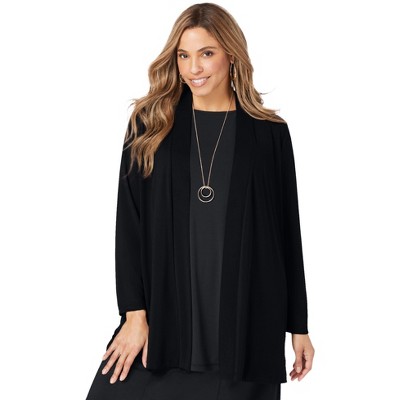 Jessica London Women's Plus Size Stretch Knit Open Front Knit Topper