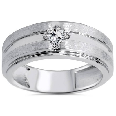 Pompeii3 3/8ct Mens Princess Cut Diamond Wedding Ring 14K White Gold