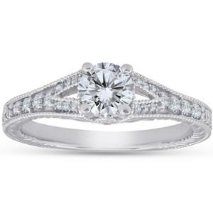 Pompeii3 1 Ct Diamond Engagement Vintage Ring 14k White Gold - 1 of 4
