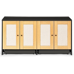 Lirago Black Double Litter Box Enclosure 47x19.8x23.6"-Hidden Furniture for 2 Cats with Rattan Doors - 1 of 4
