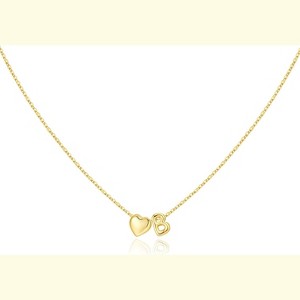 Heart Initial Necklace 14K Gold Plated Christmas Stocking Stuffer for Teens B - 1 of 4