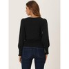 Allegra K Women's Round Neck Shirred Lantern Long Sleeve Peasant Shirt - 4 of 4