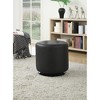 Simple Relax Round Leatherette Upholstered Ottoman, Black - 2 of 4