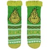 Dr. Seuss Socks The Grinch Socks Women's Grinch Face Fair Isle Sweater Knit Plush Fleece Lined Non-Slip Cozy Slipper Crew Socks Green - 2 of 4