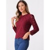 Allegra K Women's Lace Long Sleeve Keyhole Back Ruffle Neck Floral Blouse - 3 of 4