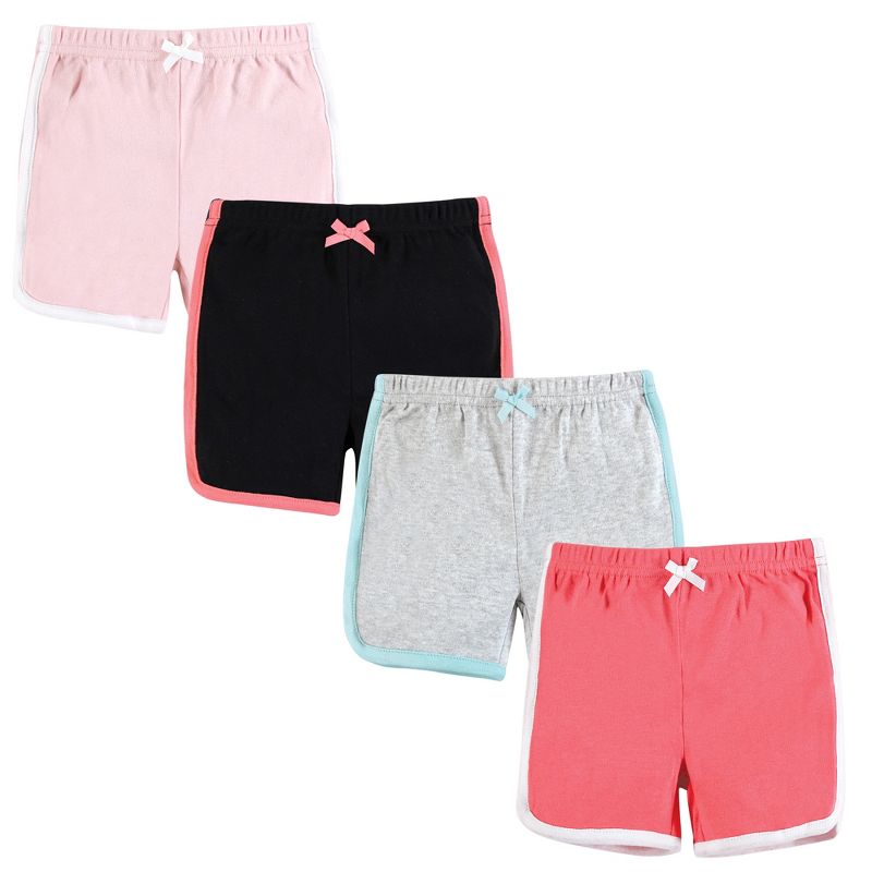 Hudson Baby Girl Shorts Bottoms 4-Pack, Coral, 1 of 7