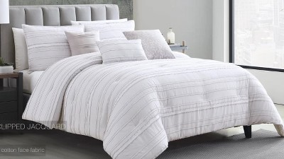 Boston White Cotton King Comforter Set with Decorative Pillows