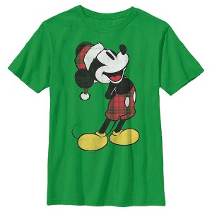 Boy's Disney Mickey Going Plaid For Christmas T-Shirt - 1 of 4