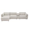 Modular Chenille Sectional Sofa Storage Console Movable Ottoman Reversible USB Wired Wireless Charging Living Room Apartment - 3 of 4