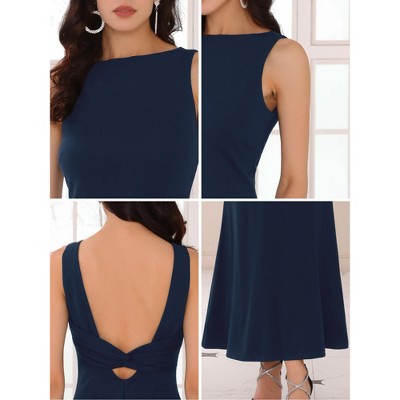 Женские платья INSPIRE CHIC Women's Cocktail Boat Neck Sleeveless Elegant Fishtail Maxi Dress X-Large Dark Blue — фото 4