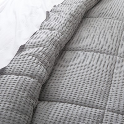 Twin Grey Pewter Cotton Waffle Comforter Set