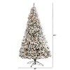 10ft. Flocked Pine Artificial Christmas Tree with Pinecones and 800 Clear LED Lights – Grand Snowy X-Mas Centerpiece - 2 of 4