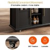 41" Mobile Farmhouse Storage Island,Rolling Kitchen Island with Drop Leaf - with 2 Glass Door Cabinets, 3 Open Shelves & 2 Drawers for Dining Room - 2 of 4