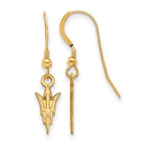 Black Bow Jewelry 14k Yellow Gold Plated Sterling Silver Arizona State Sun Devils NCAA Dangle Earrings - 1 of 3