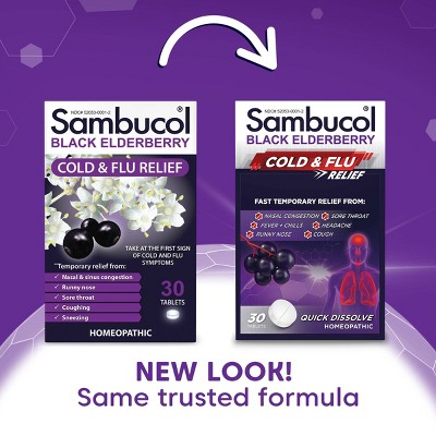 Sambucol Black Elderberry Homeopathic Cold &#38; Flu Relief Tablets - 30ct