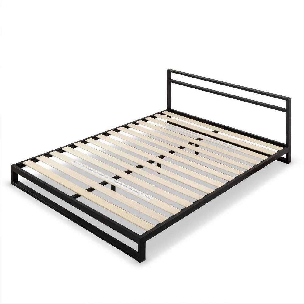 Photos - Bed Zinus Full Trisha Platforma  Frame with Headboard Black - : Modern Style, 7" High, Wood & Steel 