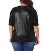 Agnes Orinda Women's Plus Size Metallic Round Neck Short Sleeve Summer Carnival Party Blouses - 4 of 4