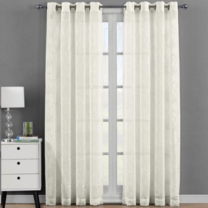 Andora Embroidered Grommet Top Sheer Panel Curtain Pair (Set of 2) - 1 of 4