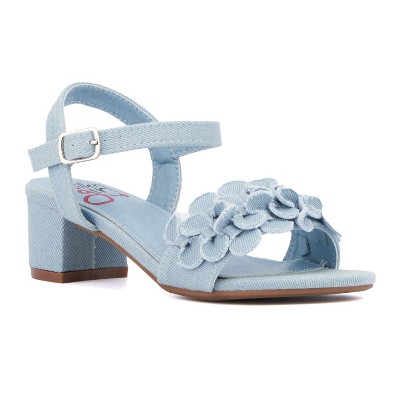 Olivia Miller Girl's Flower Bomb Heel Sandal - DENIM, 12