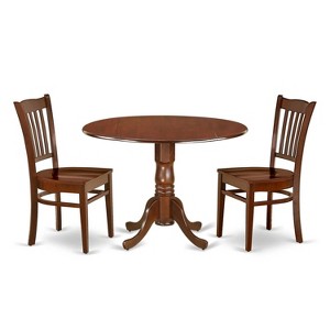 Round Dining Table Set - 42 Inch Kitchen Table with 2 Chairs - Linen White Finish - 1 of 4