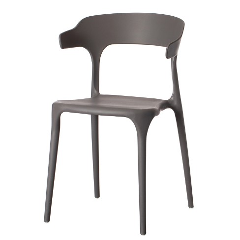 Fabulaxe Modern Plastic Outdoor Dining Chair With Open U Shaped