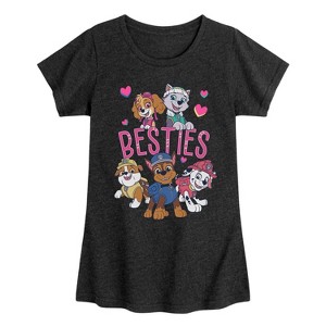 Girls' - Paw Patrol - Chase Skye Rubble Marshall Everest Besties Fitted Short Sleeve Graphic T-Shirt - 1 of 4