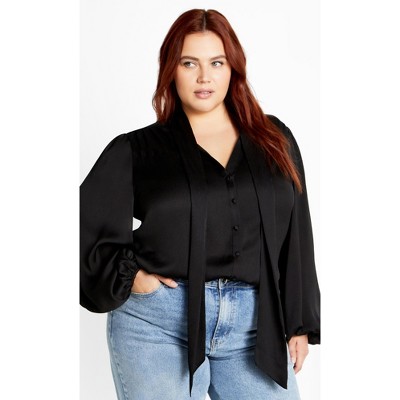 Women's Plus Size Aria Shirt - black | CITY CHIC