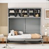 NicBex Full Size Murphy Bed 83.2" Wooden Bed Frame Morden Hideaway Wall Bed with 3 Storage Cabinets for Apartment - 3 of 4