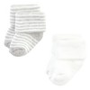Hudson Baby Infant Girls Cotton Rich Newborn and Terry Socks, Pink Gray Stripe - 4 of 4