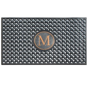 A1HC Natural Rubber Large Monogrammed Door Mat 24" x 39" Scrapes Shoes Clean of Dirt & Grime Doormat - 1 of 4