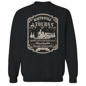 Rerun Island Men's Christmas North Pole Tour Long Sleeve Graphic Cotton Sweatshirt - 1 of 1
