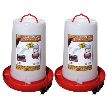Little Giant DOMEWTR8 8 Gallon Tank Heavy Duty Plastic Dome Poultry and  Chicken Gravity Water Dispenser with 3 Footed Stand, Red (4 Pack)