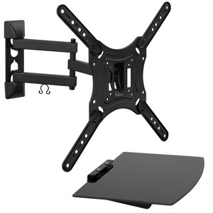 Mount-It! TV Mount with Shelf | Full Motion TV Wall Mount with Floating Entertainment Shelf | Single Stud Installation | Fits TVs Up to 55 Inches - 1 of 4