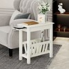 Tangkula 2 PCS Side Table End Table Nightstand w/ Bottom Storage Shelf & Rubber Wood Legs - 2 of 4