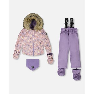 Deux par Deux Girl Two-Piece Baby Play Snowsuit Purple Gray - 1 of 4