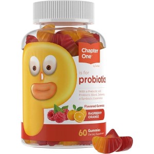 Chapter One by Zahler Probiotic Gummies for Kids with Prebiotic Blend, Raspberry Orange Flavor, Probiotic with Fiber - 60 Count - 1 of 4