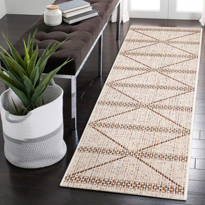 Ivory Diamond Flat Woven Synthetic Indoor/Outdoor Rug 1'11" x 7'6"