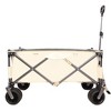 KTMBDW Folding Wagon, Heavy Duty Utility Beach Wagon Cart for Sand with Big Wheels, Adjustable Handle&Drink Holders for Shopping, Camping,Garden,Beige - 3 of 4