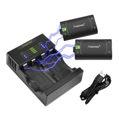Insten 2 Pieces 2500mAh Rechargeable Battery Pack for Xbox One / One Elite / One X|S Controller with Dual Charger Port Charging Station