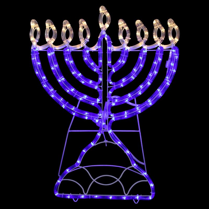 Northlight 23" LED Rope Light Commercial Hanukkah Menorah - Clear/Blue, 1 of 3